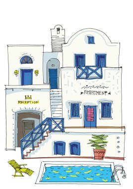 Santorini Island, Yunanistan - cephe