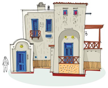 Santorini Island, Yunanistan - cephe