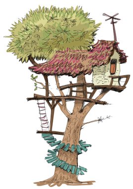 Şirin ahşap ağaç evi