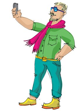 hipster çocuk alarak selfie