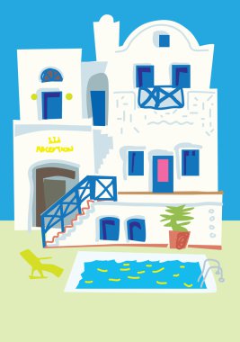 Santorini Island, Yunanistan - cephe