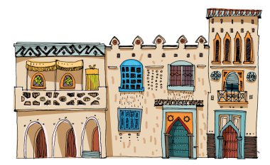 typical mediterranean facades clipart