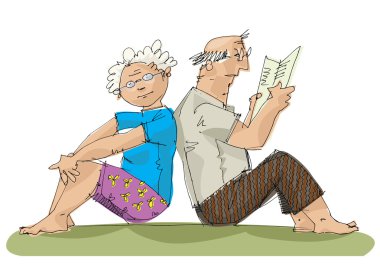 old couple - cartoon clipart