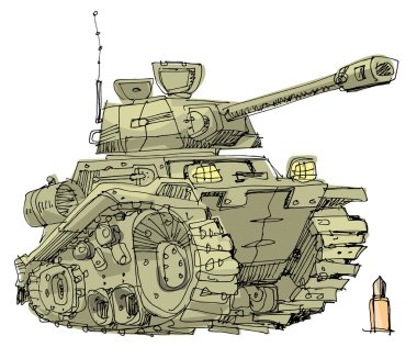Vintage tank - çizgi film