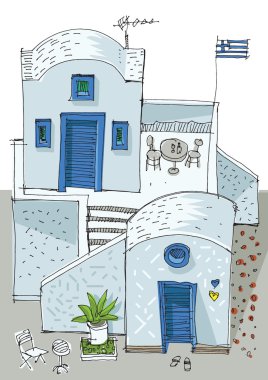 Santorini Island, Yunanistan - cephe
