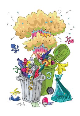 Dumpster with mushroom cloud clipart