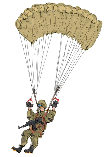 Militärfallschirmjäger - Karikatur — Stockvektor