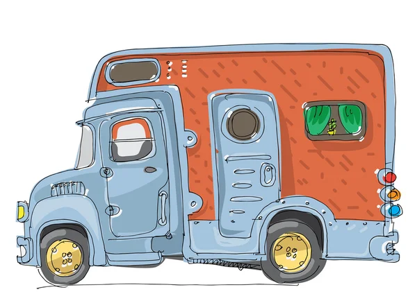 Caravan - camper - cartone animato — Vettoriale Stock