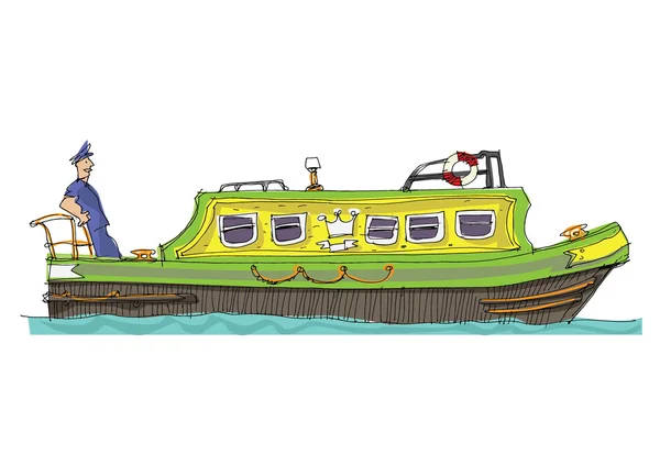 Leisure barge - cartoon — Stock Vector