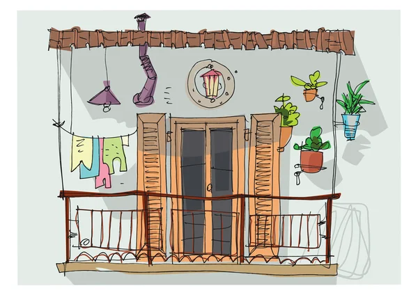 Lindo balcón - dibujos animados — Archivo Imágenes Vectoriales