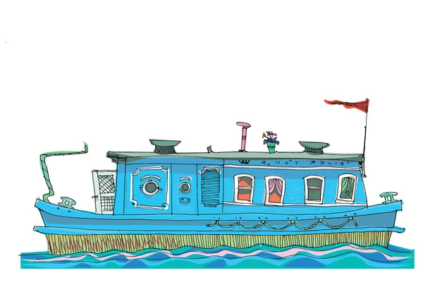 Leisure barge - cartoon — Stock Vector