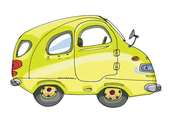 Coche dibujado en estilo infantil . — Vector de stock