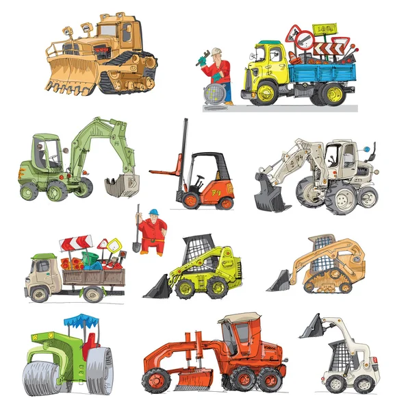 Weg machines set - cartoon — Stockvector