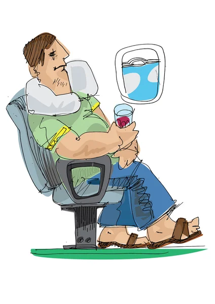 Пассажир мультфильма в самолете — стоковый вектор