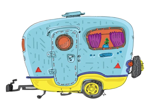 Caravan - camper - cartone animato — Vettoriale Stock