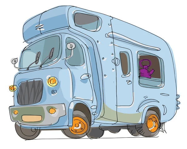 Caravane - camping-car - dessin animé — Image vectorielle