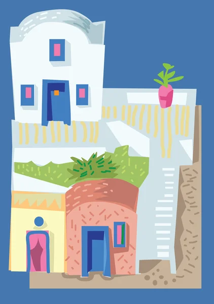 Île de Santorin, Grèce - façade — Image vectorielle