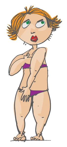 Femme en bikini à la plage — Image vectorielle