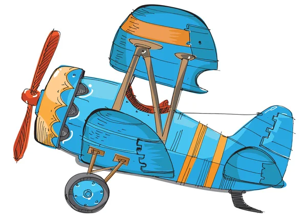Винтажный самолет - мультфильм — стоковый вектор