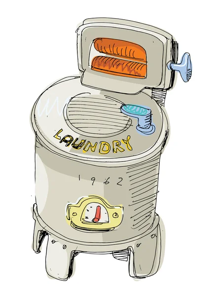 Oldtimer-Waschmaschine — Stockvektor