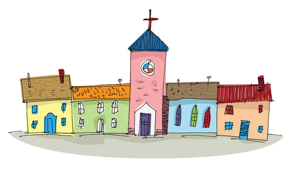 Casa à beira-mar bonito - desenho animado —  Vetores de Stock