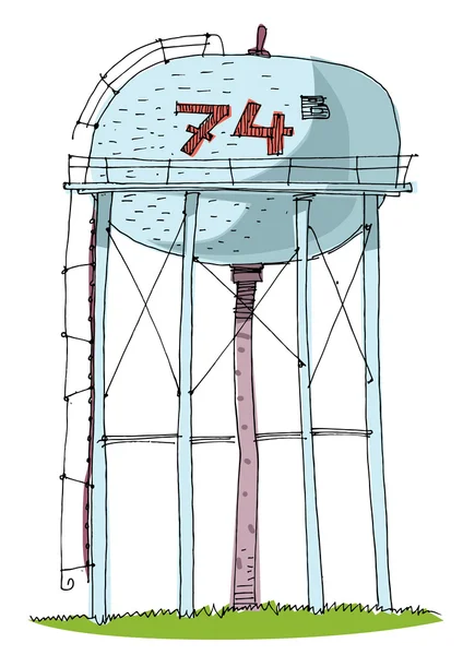 Torre de água _ cartoon — Vetor de Stock