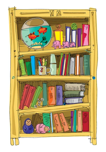 Bibliothèque - intérieur - dessin animé — Image vectorielle