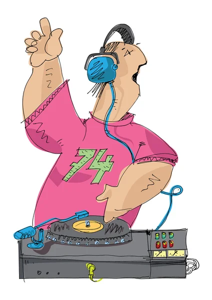 Dj hombre - dibujos animados — Vector de stock