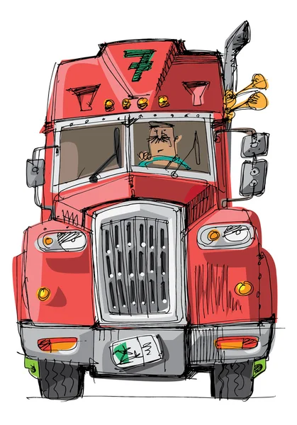 Amerikanischer LKW - Karikatur — Stockvektor