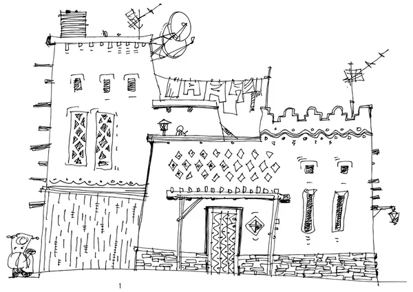Ближневосточный традиционный фасад — стоковый вектор