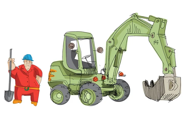 Escavatore - illustrazione cartone animato — Vettoriale Stock