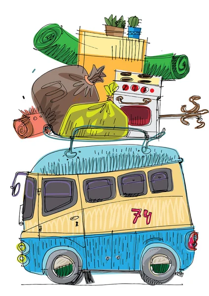 Τουριστικό λεωφορείο - κινουμένων σχεδίων — Διανυσματικό Αρχείο