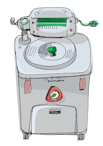 Máquina de lavar roupa vintage — Vetor de Stock