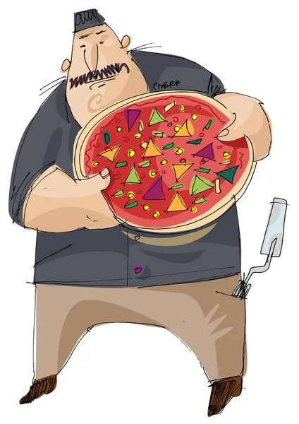 Pizzabäcker - Karikatur — Stockvektor