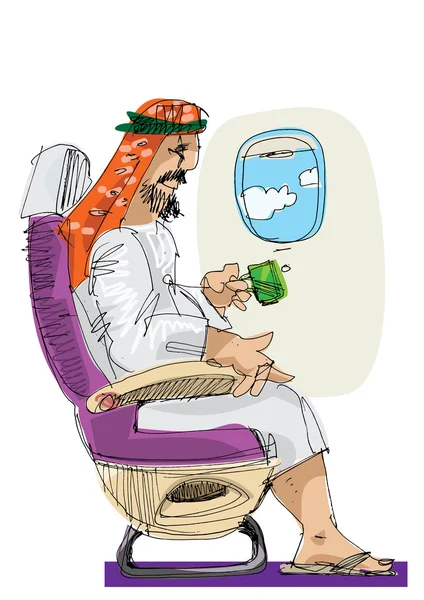 Cartoon-Passagier im Flugzeug — Stockvektor