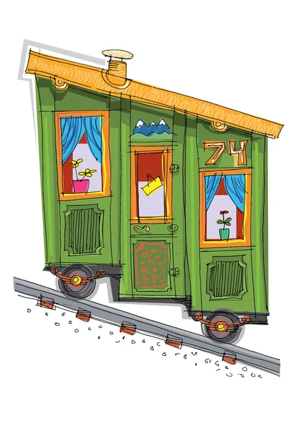 Kabelspoorweg cabine - cartoon — Stockvector