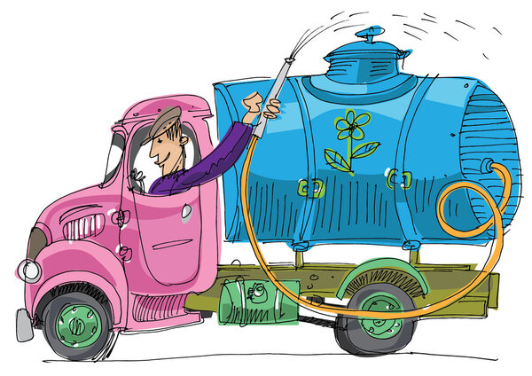 старый цистерна для полива грузовиков
