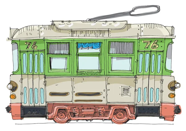 व्हिंटेज ट्रॅम कार्टून — स्टॉक व्हेक्टर