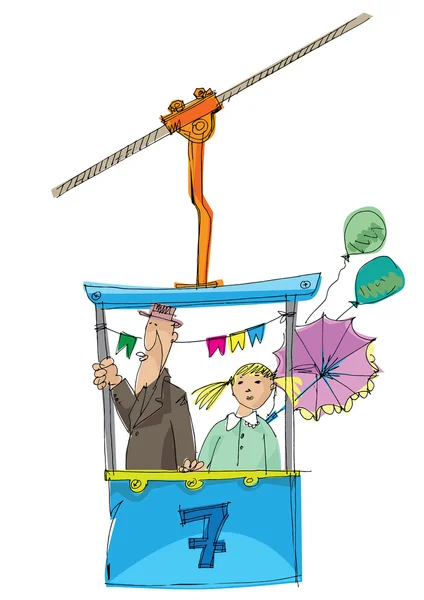 Funicular cabin - cartoon — Stock Vector