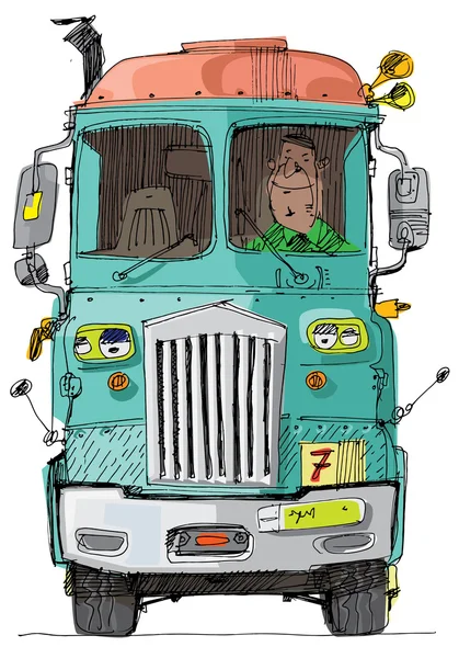 American lorry - cartoon — Stock Vector