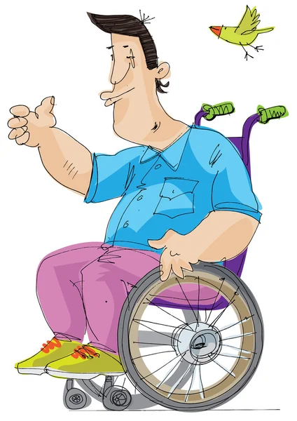 Man i rullstol - cartoon — Stock vektor