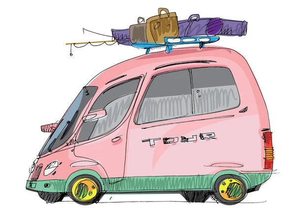 Autobuz turistic - desen animat — Vector de stoc
