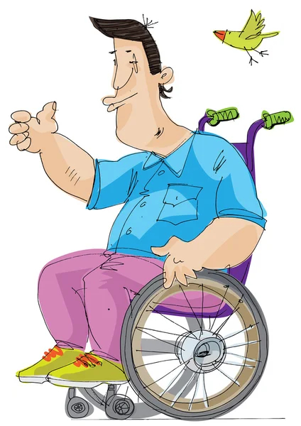 Man i rullstol - cartoon — Stock vektor
