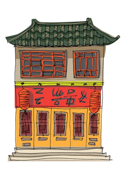 Fachada china - vintage — Vector de stock