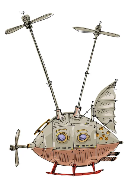 Steampunk flight machine — стоковый вектор