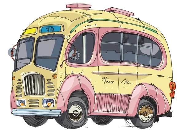 Bus Vintage - dessin animé — Image vectorielle