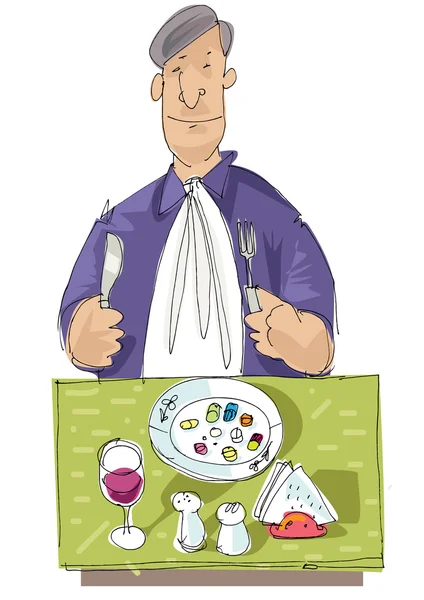 Uomo con cibo - cartone animato — Vettoriale Stock
