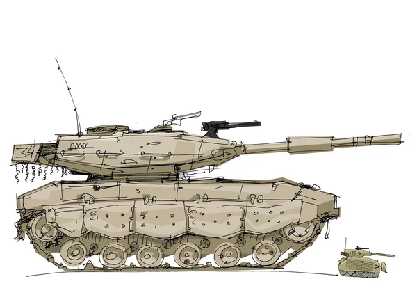 빈티지 탱크-만화 — 스톡 벡터