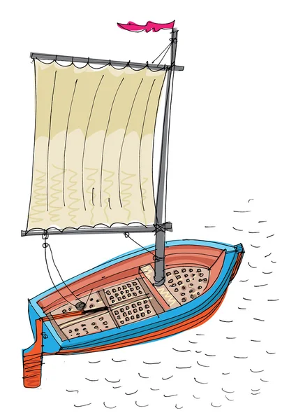 Oude zeilboot - cartoon — Stockvector