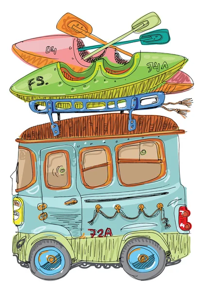 Bus turístico - dibujos animados — Vector de stock